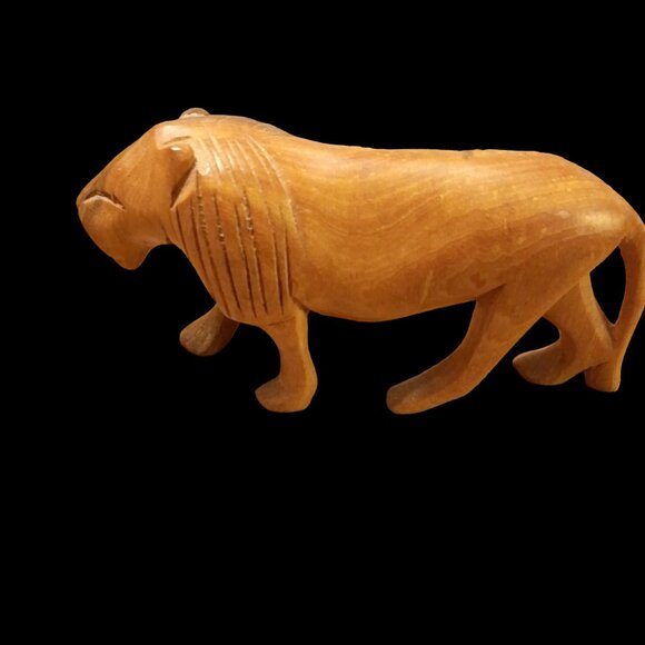 Hand Carved Wood Lion, African Art, Home Decor, African Wood Carving, Figurine - Picture 9 of 13